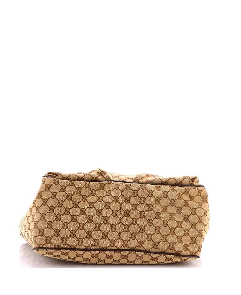 Pre-Owned Gucci Medium Double Pocket Web Handle Tote Gg Canvas