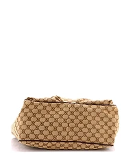 Pre-Owned Gucci Medium Double Pocket Web Handle Tote Gg Canvas
