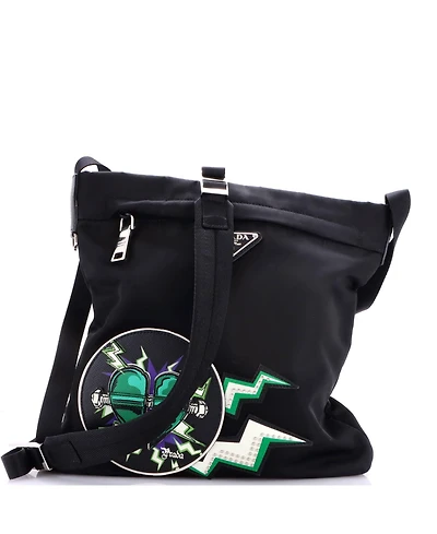Pre-Owned Prada Frankenstein Messenger Bag Printed Tessuto