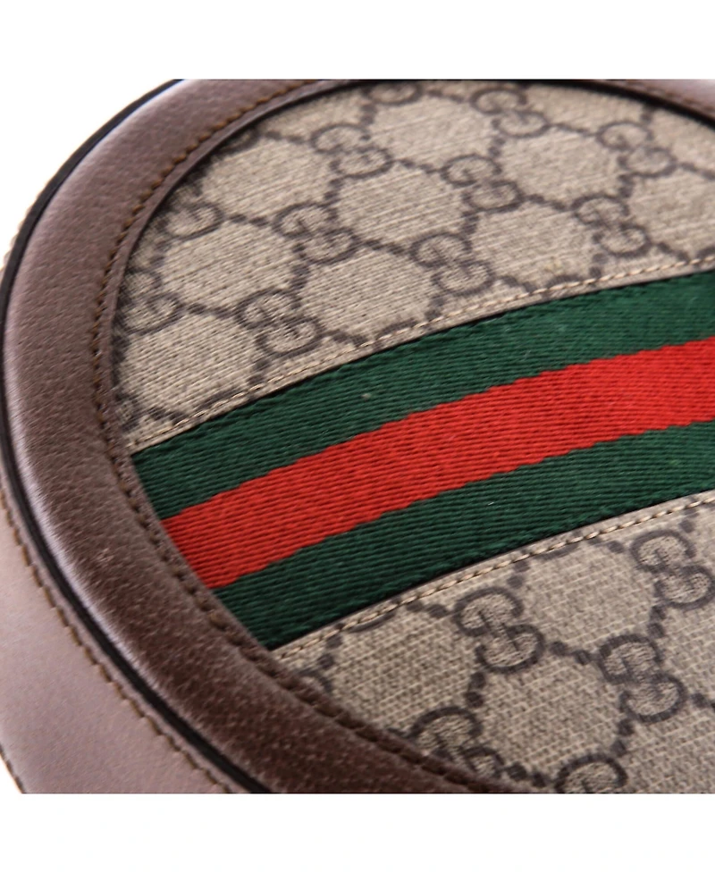 Pre-Owned Gucci Mini Ophidia Round Shoulder Bag Gg Coated Canvas