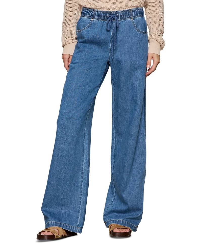 Sanctuary Women's Linen-Blend Wide-Leg Jeans