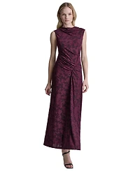 Dkny Women's Sleeveless Cowl Neck Ruched Midi Dress