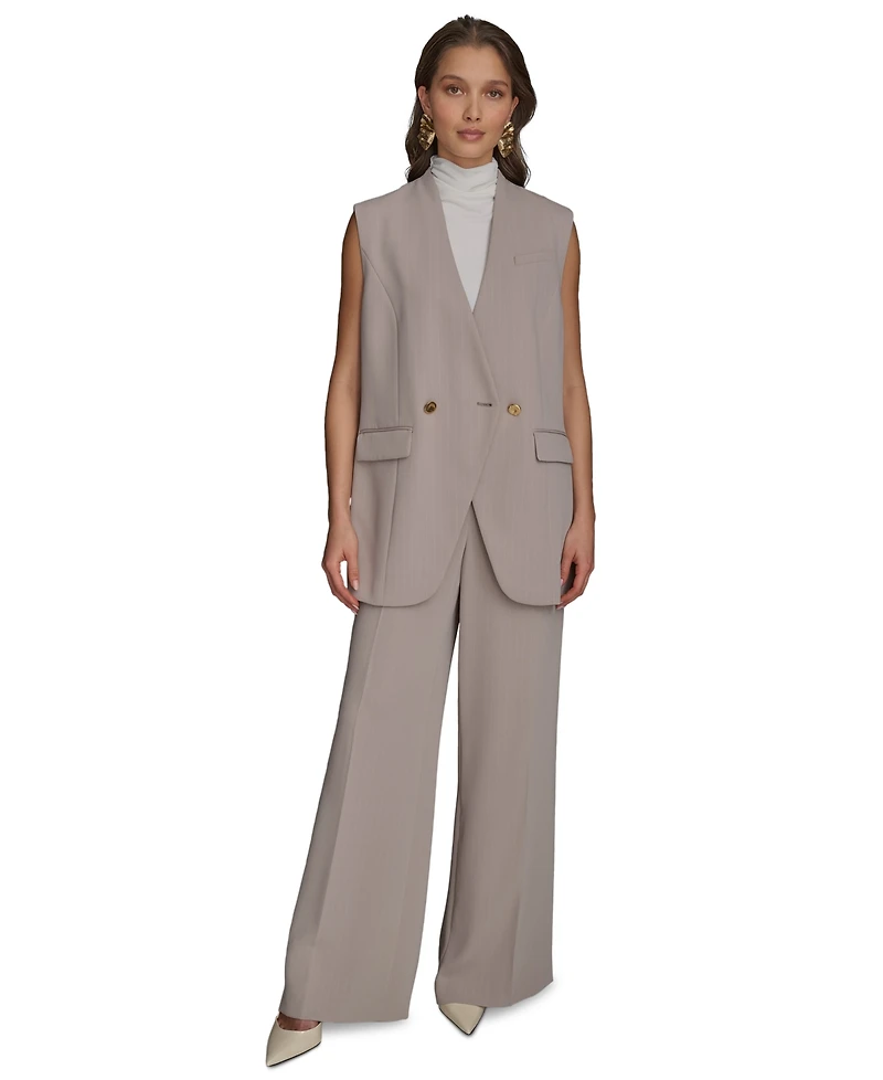 Donna Karan New York Petite V-Neck One-Button Vest