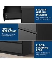 homfan 23.6" Wide 5-Drawer Chest of Drawers - Set 2 Engineered Wood Dressers with Anti-Tip Safety Kits, for Bedroom