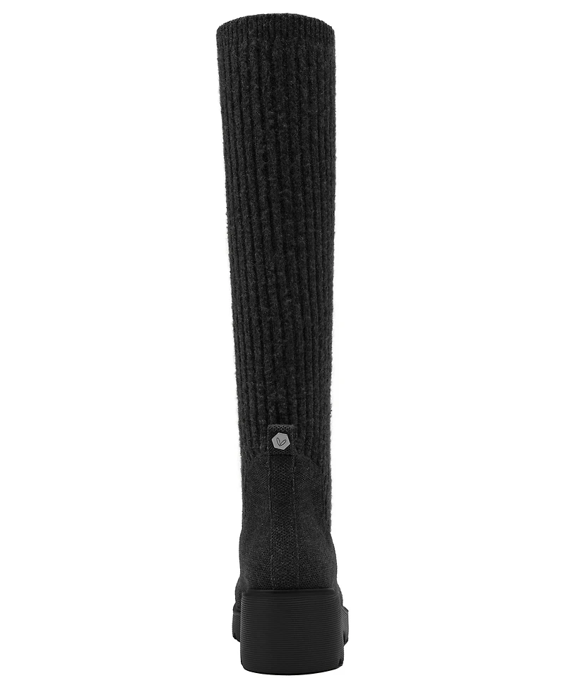 Vivaia Women's Eduarda Round-Toe Knee-High Wool Wedge Boots