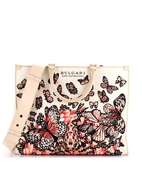 Pre-Owned Bvlgari Medium Convertible Shopping Tote Printed Canvas and Leather