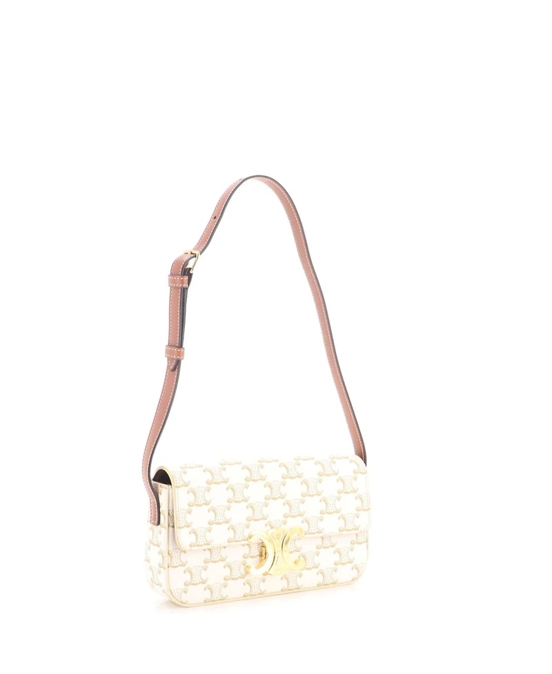 Pre-Owned Celine Triomphe East-West Shoulder Bag Triomphe Coated Canvas