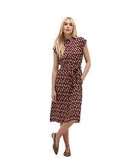 Hobbs London Women's Viviene Textured Tie Waist Midi Dress
