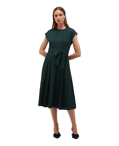 Hobbs London Women's Ira Embroidered V-Neck Midi Dress