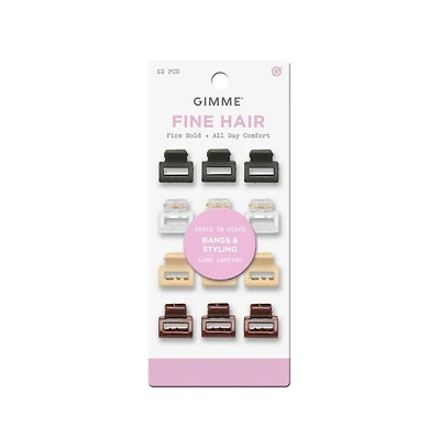Gimme Beauty Mini Square Claw Clip Set Small Hair Accessories Perfect for Bangs and Fine Hair 12 Pack
