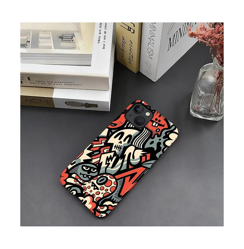 Lisen Phone Case Compatible with Apple iPhone 15, 2-Layer Durable, Skull Riot