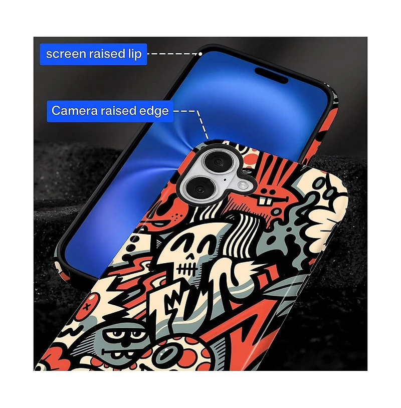 Lisen Phone Case Compatible with Apple iPhone 17, 2-Layer Durable, Skull Riot