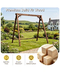 Sugift Heavy-Duty Carbonized Fir Wood A-Frame Swing Stand with Reinforced Side Bars and 2 Hanging Rings