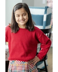 Florence Eiseman Girls' 4-16 Drop-Shoulder Pointelle Cotton Sweater