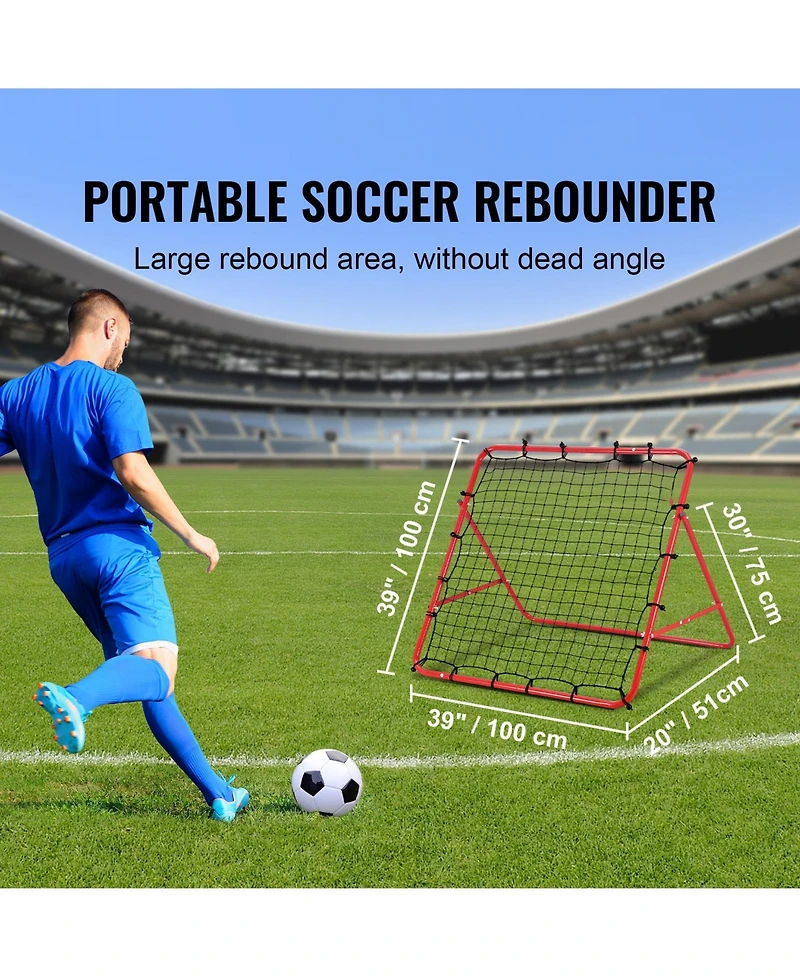 Sugift 39 x 39 Inch Kick-Back Soccer Rebound Net Portable Training Aid for Kids Teens and Adults