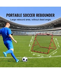 Sugift 39 x 39 Inch Kick-Back Soccer Rebound Net Portable Training Aid for Kids Teens and Adults