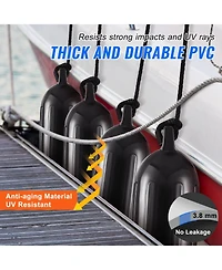 Mountaintop Boat Fenders Inflatable Ribbed Docking Bumper, Center Holes, Air Pump, 4 Needles, 4 Ropes and Storage Bag for Marine Boats