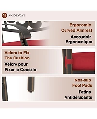 Mondawe 4-Piece Outdoor Bar Stool Set with Decorative Backrests and Red Cushions