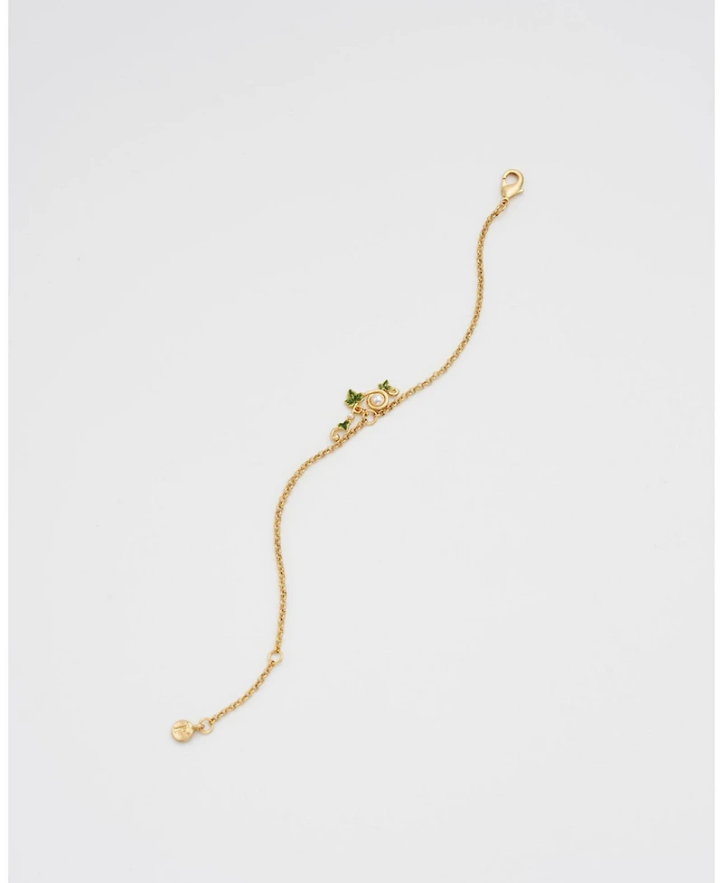 Fable England Ivy and Pearl T-Bar Bracelet in Gold