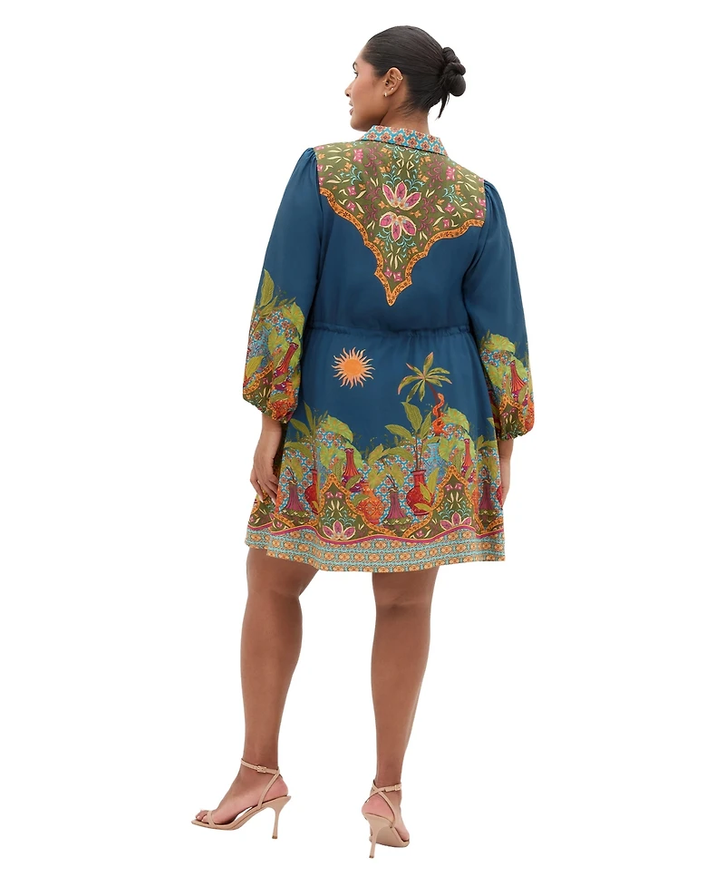 City Chic Plus Fools Paradise Print Collared Mini Dress