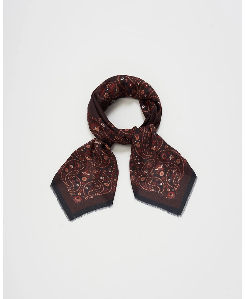 Fable England Women's Eve Paisley Large Square Pashmina Scarf in Chocolate