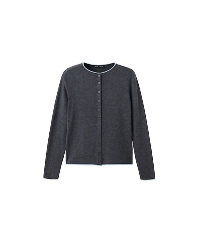 Mango Women's Contrast-Trim Crewneck Cardigan