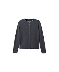 Mango Women's Contrast-Trim Crewneck Cardigan