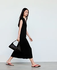 Mango Women's V-Neck A-Line Midi Dress