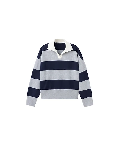 Mango Women's Striped Polo-Neck Long-Sleeve Sweater