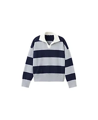Mango Women's Striped Polo-Neck Long-Sleeve Sweater