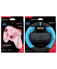Gg Gear Gripz Corava Wireless Hall-Effect Racing Wheel + Controller, 2-Piece Bundle for Nintendo Switch 2