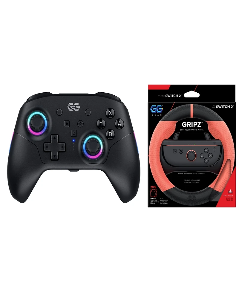 Gg Gear Gripz Wireless Hall-Effect Racing Wheel and Controller, 2-Piece Set for Nintendo Switch 2