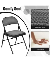 Gouun Set of 2 Folding Chairs with Padded Seat and Fabric Backrest