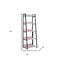 HomeRoots 67" Metal Five Tier Ladder Bookcase