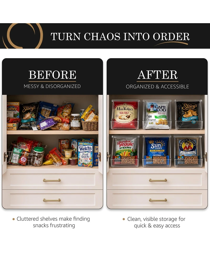 Sorbus 4 Pack Clear Stackable Open Front Snack Organizer Bins