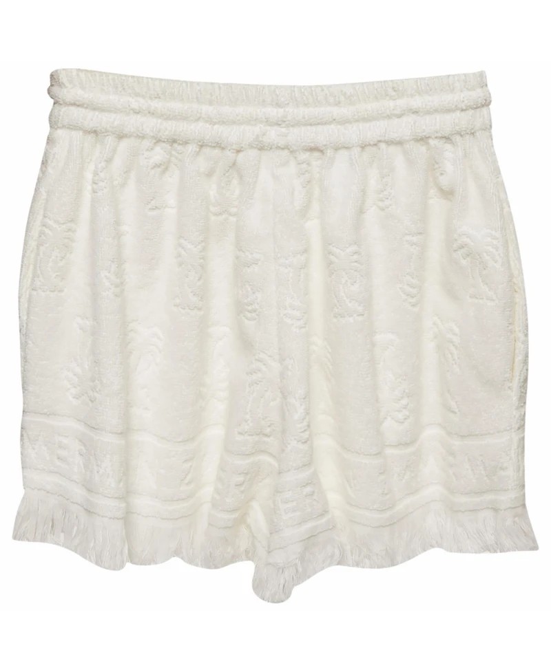 Pre-Owned Zimmermann Women's Palm Tree Terry Cotton Fringed Shorts