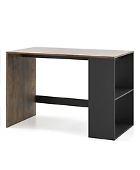 Gouun 44 Inch Wooden Computer Desk with 2-Tier Side Bookshelf