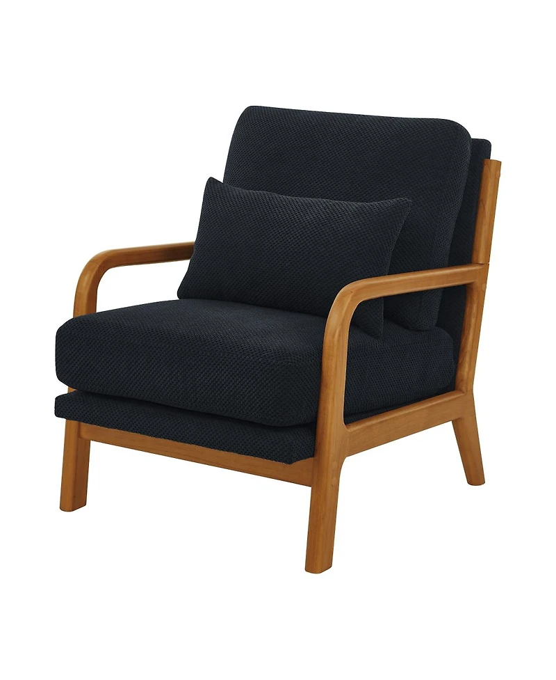 Streamdale Furniture Modern Solid Wood Accent Chair with Nubby Upholstery