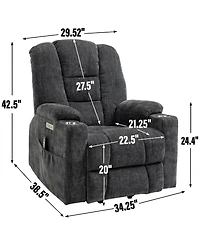 Streamdale Furniture Large Power Lift Recliner with Massage, Heat, Usb and Cup Holders