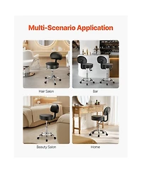 Sugift Round Rolling Stool Chair with Back Support and Wheels 450 Pound Capacity
