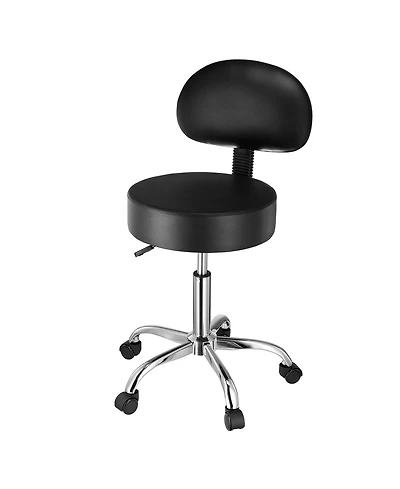 Sugift Round Rolling Stool Chair with Back Support and Wheels 450 Pound Capacity