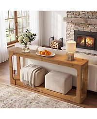 Tribesigns 63" Solid Wood Console Table, 2-Tier Entryway Table