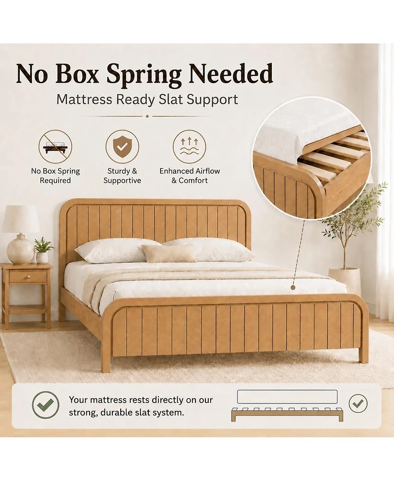 Streamdale Furniture Queen Wood Platform Bed Frame with Headboard