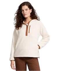 Lands' End Women's Anyweather RainDefense Hooded Half Zip Fleece Pullover