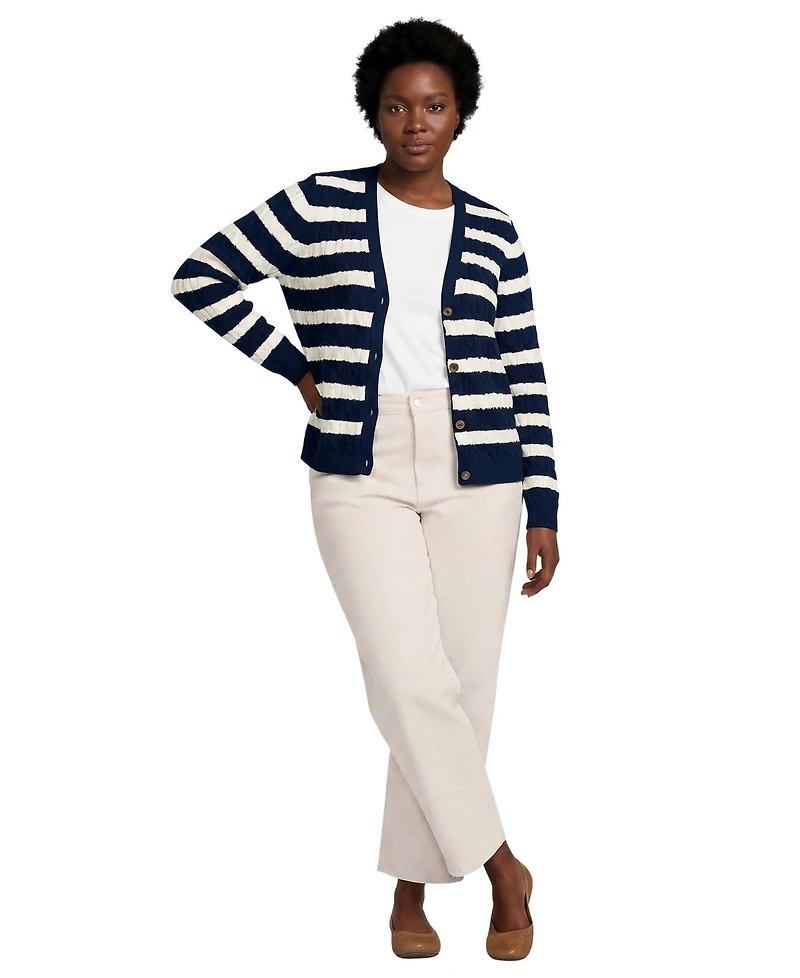 Lands' End Plus Drifter Cable Cardigan Sweater