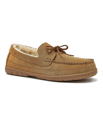 Lands' End Men's Fuzzy Lined Lace Up Moccasin Slippers