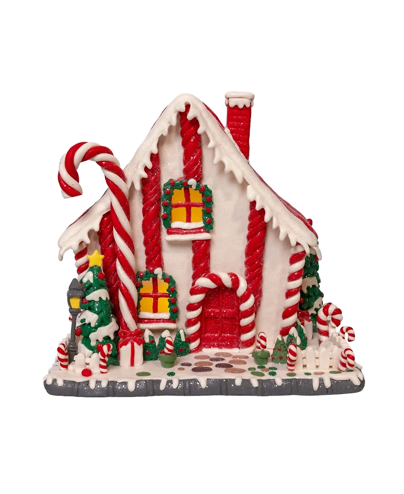 Kurt Adler 10.5" Battery Operated Led Candy Cane Lane House