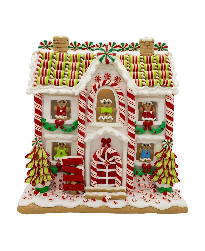 Kurt Adler 10" Led Lighted Gingerbread House With Men Trees Table Piece