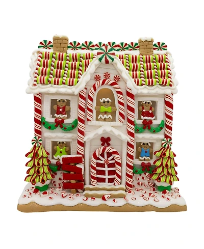 Kurt Adler 10" Led Lighted Gingerbread House With Men Trees Table Piece