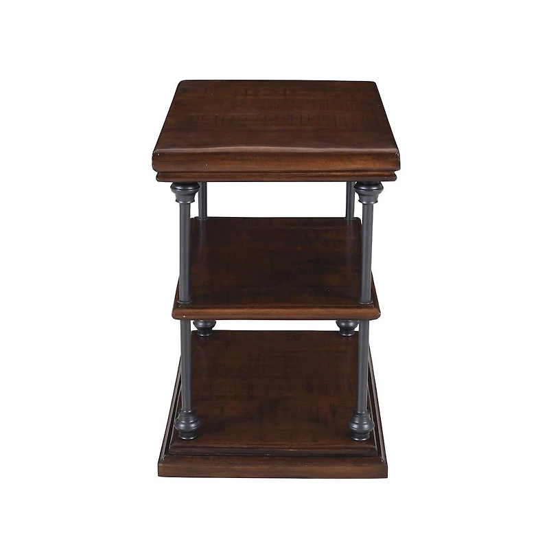 Jofran Larson Modern Industrial Solid Wood Chairside End Table with Storage